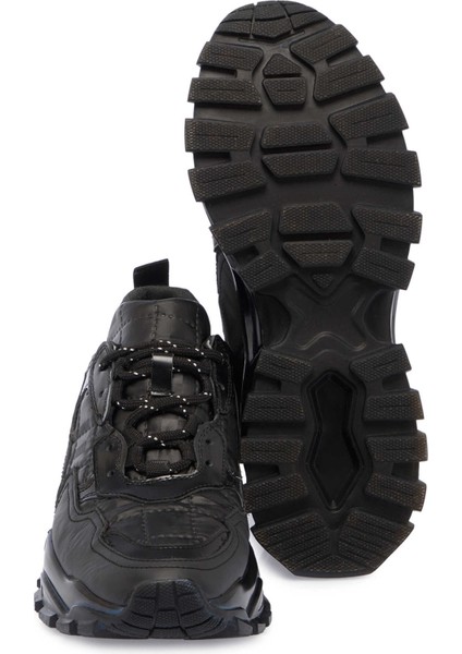 Siyah Deri-Tekstil Erkek Sneaker - E23S1AY56379-K0N