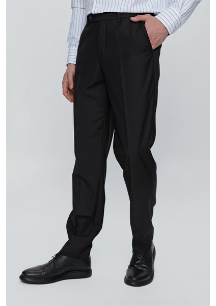 Siyah Düz Gabardin Comfort Fit Basic Pantolon 1003245005