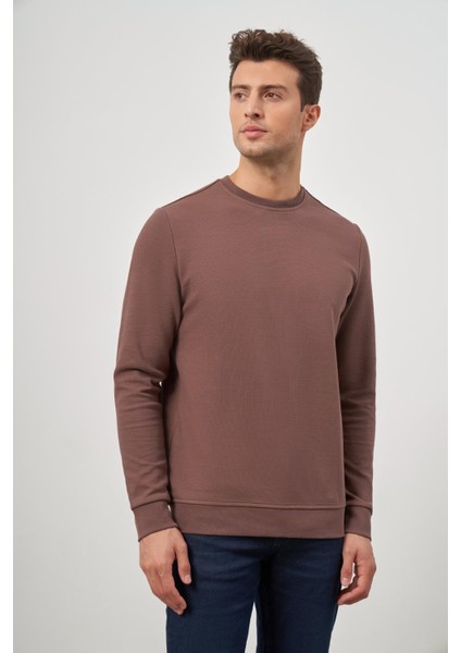 Toprak Örme Bisiklet Yaka Pamuklu Casual Slim Fit Dar Kesim Sweatshirt 1013245150