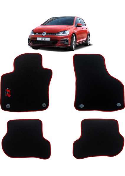 Volkswagen Golf 6 2009-2012 Halı Paspas R Logolu Kırmızı Kenarlı