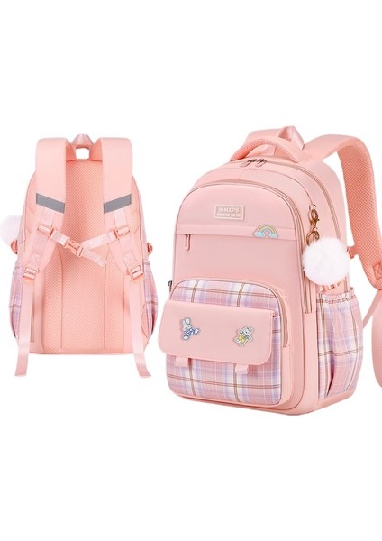 2024 Yeni Ilköğretim Okul Çantası Kız Ekose Sırt Çantası Su Geçirmez Sırt Çantası Büyük Kapasiteli Oxford Çocuk (Yurt Dışından)