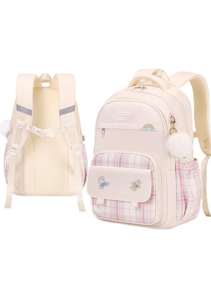 2024 Yeni Ilköğretim Okul Çantası Kız Ekose Sırt Çantası Su Geçirmez Sırt Çantası Büyük Kapasiteli Oxford Çocuk (Yurt Dışından)
