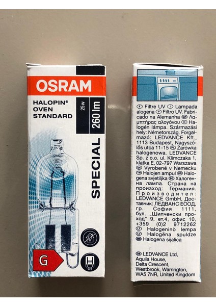 5 Adet Osram G9 25W=260 Lümen Fırın Lambası