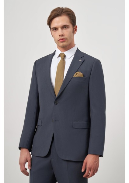 Koyu Lacivert Kendinden Mono Yaka 2 Düğme 6 Drop Comfort Fit Classic Takım Elbise 1001240189 modelleri