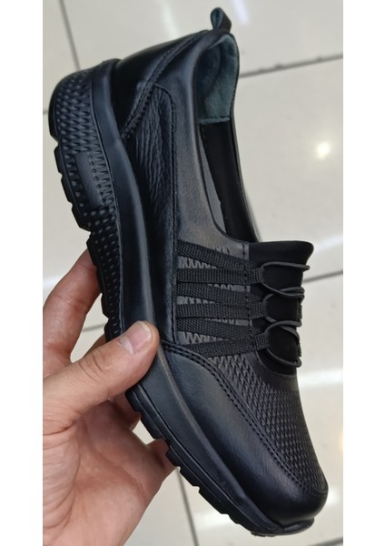 Bayan 36-41 Siyah %100 İç Dış Hakiki Deri Tam Ortopedik Comfort Casual Ayakkabı