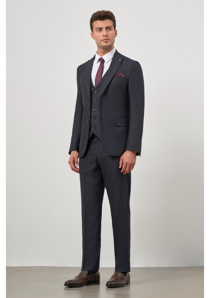 Koyu Lacivert Kılıç Yaka Yelekli 6 Drop Slim Fit Classic Takım Elbise 1001245153 fiyatları
