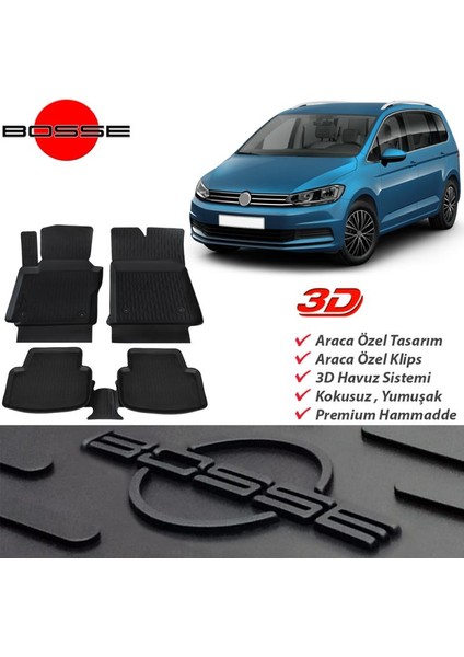 Vw Touran Paspas Araca Özel 2015 Sonrası Bosse Paspas 3D Havuzlu