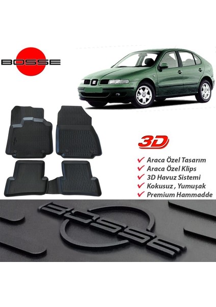 Seat Leon Paspas Araca Özel 1998 2004 Bosse Paspas 3D Havuzlu