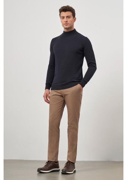 Koyu Lacivert Uzun Kol Düz Örme Yarım Balıkçı Yaka Classic Comfort Fit Triko 1012245001 fiyatları