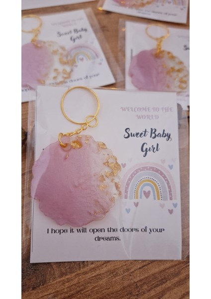 Sevgiliatolyemm Sweet Baby Gökkuşağı Kartlı Pembe Yuvarlak Anahtarlıkdoum Günü Babyshower Mevlüt Hediyelik fırsatları