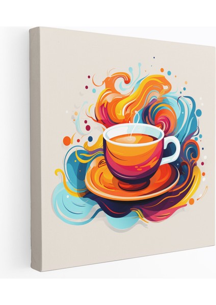 Kahve Kanvas Tablo - Kahve, Kahve Kanvas Tablo, Kahve Fincanı Illüstrasyon, Ev Dekorasyonu, 100x100