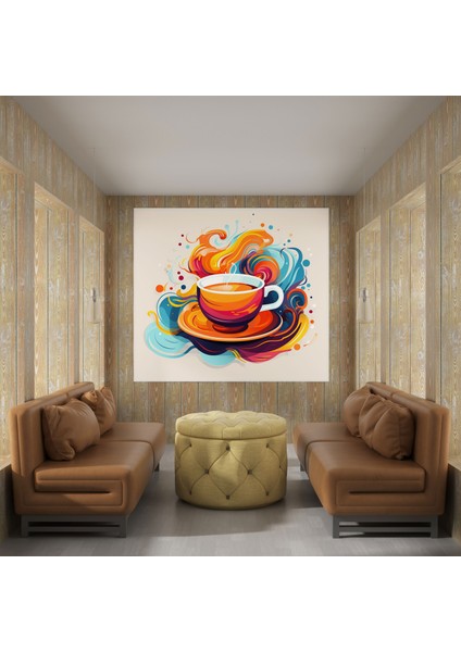 Kahve Kanvas Tablo - Kahve, Kahve Kanvas Tablo, Kahve Fincanı Illüstrasyon, Ev Dekorasyonu, 100x100 fiyatları