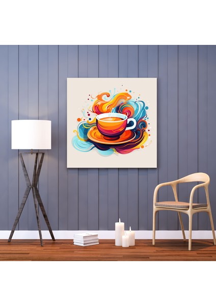 Kahve Kanvas Tablo - Kahve, Kahve Kanvas Tablo, Kahve Fincanı Illüstrasyon, Ev Dekorasyonu, 100x100 modelleri