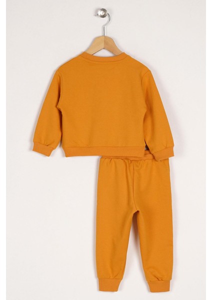 Bisiklet Yaka Uzun Kol Anımal Person Baskılı Hardal Renk Erkek Çocuk Esofman Takım fiyatları