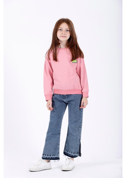 ZepkidsKız Çocuk Fashion Fragment Apikeli Sweatshirt 3-7 Yaş