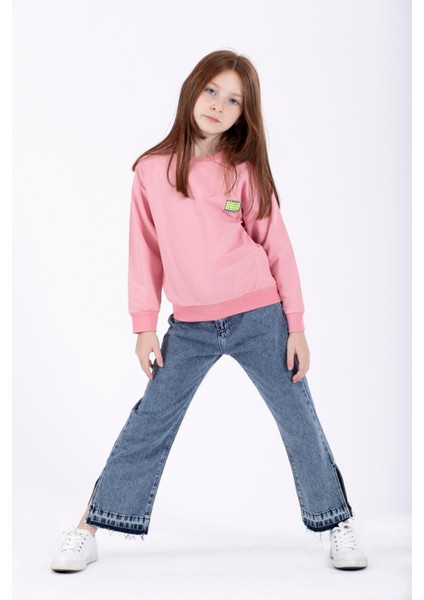 ZepkidsKız Çocuk Fashion Fragment Apikeli Sweatshirt 3-7 Yaş