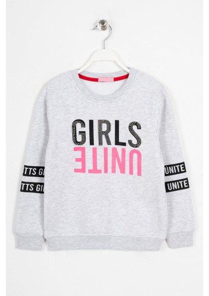 Erkek Çocuk Gri Renkli Respect Baskılı Şardonlu Sweatshirt