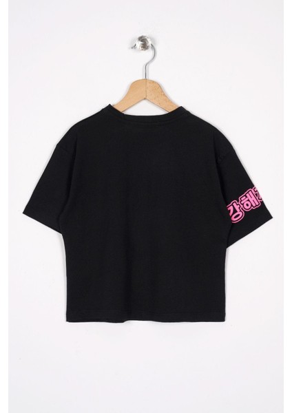 Baskılı Sıyah Renk Kız Çocuk Tshirt