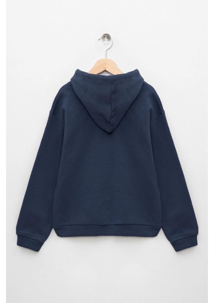 Erkek Çocuk Lacivert Renkli Wake Up Work Out Baskılı Kapüşonlu Şardonlu Sweatshirt fiyatları