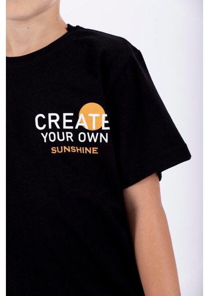 Erkek Çocuk Siyah Renkli Create Your Own Baskılı Kaprili Takım indirimleri