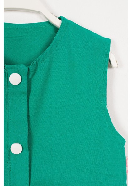 Bisiklet Yaka Sıfır Kol Cıtcıt Dugmelı Sapkalı Yeşil Renk Kız Çocuk Elbıse fiyatları