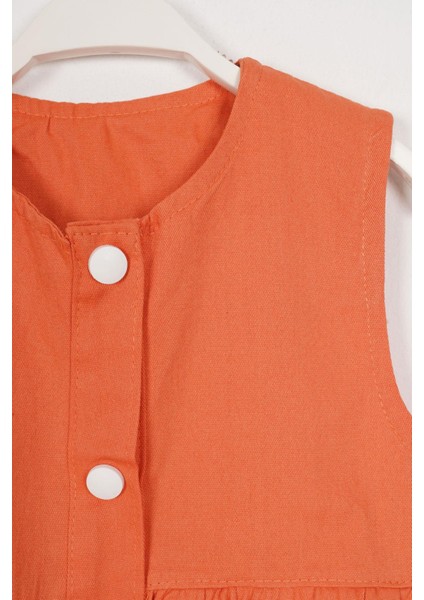 Bisiklet Yaka Sıfır Kol Cıtcıt Dugmelı Sapkalı Oranj Renk Kız Çocuk Elbıse fiyatları