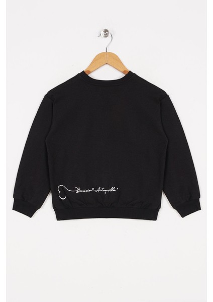 Kız Çocuk Siyah Renkli Arkası Kelebek Baskılı Sweatshirt fiyatları