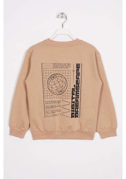 Ön Arka Dijital Baskı Detaylı Camel Renk Erkek Çocuk Sweatshirt fiyatları
