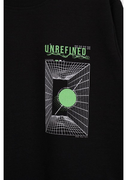 Ön Arka Dijital Baskı Detaylı Siyah Renk Erkek Çocuk Sweatshirt fiyatları