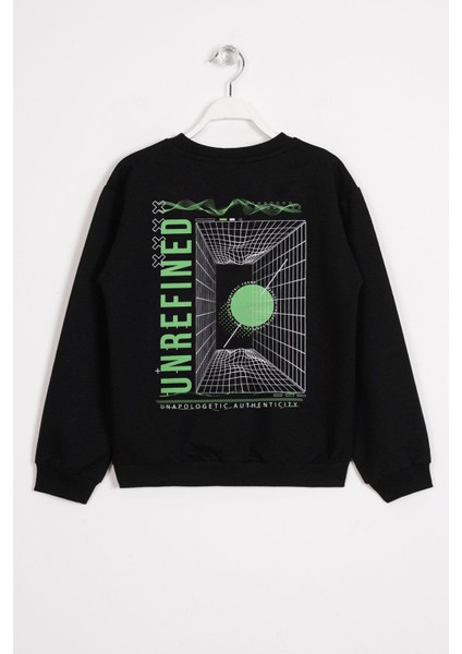 Ön Arka Dijital Baskı Detaylı Siyah Renk Erkek Çocuk Sweatshirt modelleri