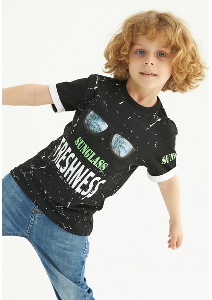 ZepkidsErkek Çocuk Sunglass Freshness Baskılı T-shirt 3-7 Yaş modelleri