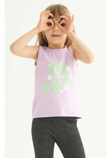 Kız Çocuk Lets Take A Trip Baskılı Tshirt 3-7 Yaş