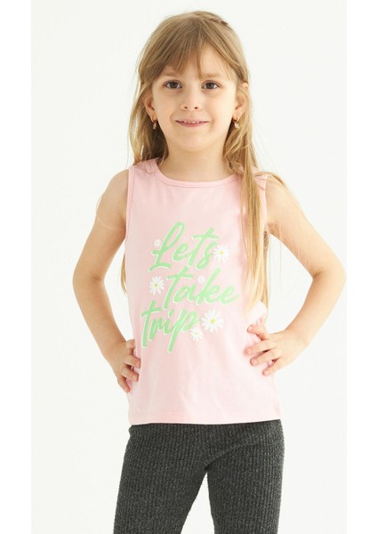 Kız Çocuk Lets Take A Trip Baskılı Tshirt 3-7 Yaş