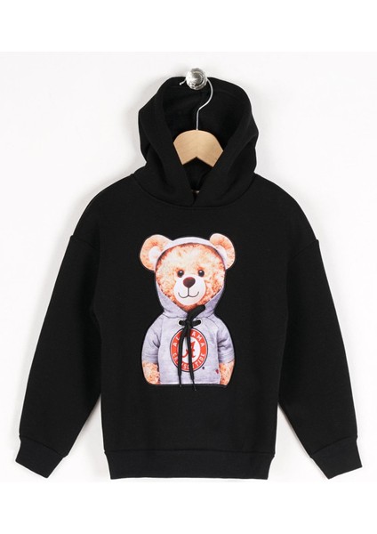 Erkek Çocuk Ayıcık Detaylı Kapüşonlu Sweatshirt