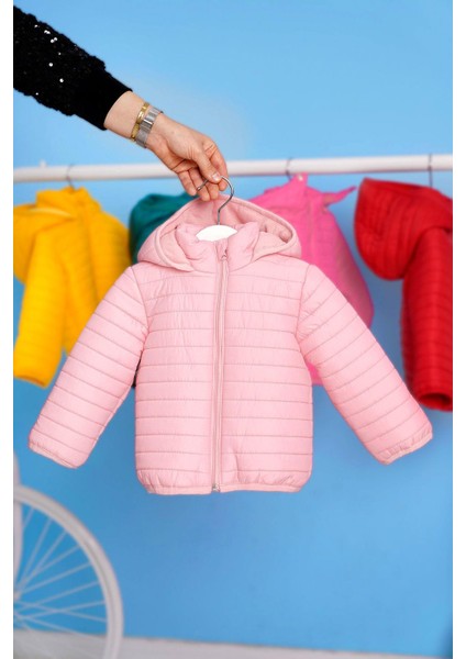 Kapüşonlu Uzun Kol Pembe Renk Mont modelleri