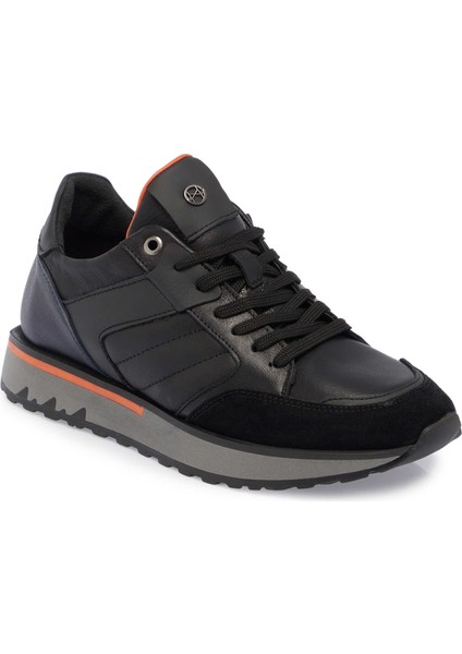 Siyah Deri Erkek Sneaker - E23S1AY56381-A23