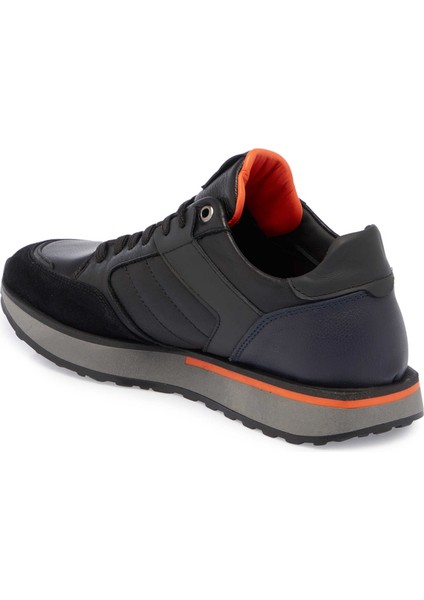 Siyah Deri Erkek Sneaker - E23S1AY56381-A23
