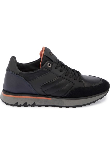 Siyah Deri Erkek Sneaker - E23S1AY56381-A23