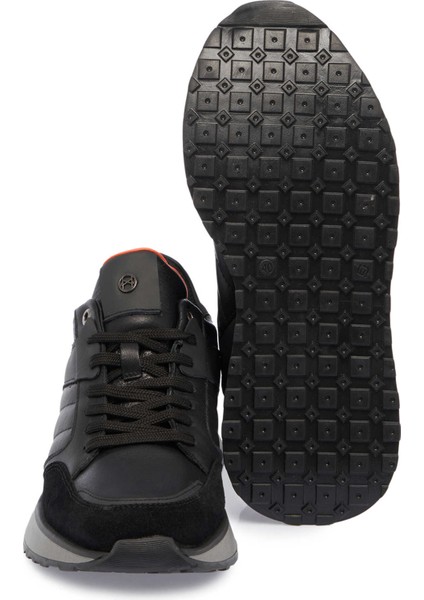 Siyah Deri Erkek Sneaker - E23S1AY56381-A23