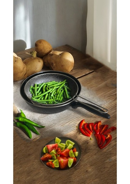 Emaye Cips Sebze Patates Kızartma Telli Fritöz Wok Tava 26 cm modelleri