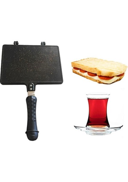 Döküm Granit Ocak Üstü El Tost Makinesi Tost Tavası Döküm Granit Kaplama