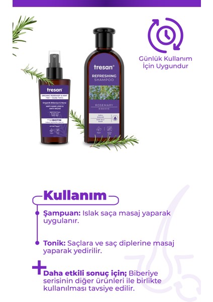 Biberiye Canlandırıcı Bakım Şampuanı 300 ml ve Biberiye & Nane Saç Toniği 125 ml