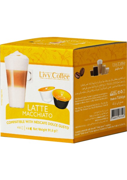 Livy Coffee Dolce Gusto Uyumlu Latte Macchiato Kapsül Kahve 8x8 16 Kapsül