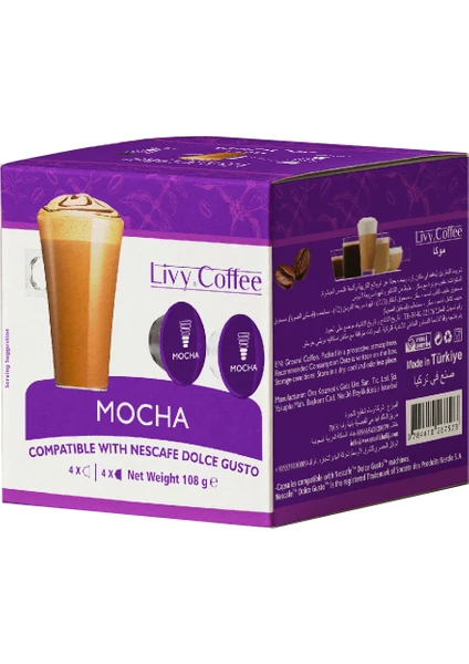 Livy Coffee Dolce Gusto Uyumlu Mocha Kapsül Kahve 8x8 Kapsül