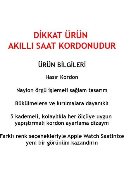 Apple Watch 44MM Uyumlu Akıllı Saat Için Kordon Hasır Özel Örgü Tasarım Kopmayan Kırılmayan ve Terletmeyen Cord Kordon ( Kordon ) fırsatları