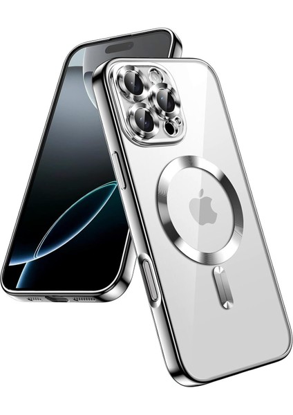 Apple iPhone 16 Pro Max Kılıf Kamera Lens Korumalı Magsafe Şarj Kilifi Şeffaf Renkli Yumuşak Kapak