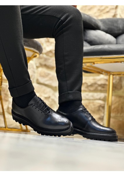3248 Deri Siyah Mat Erkek Casual Ayakkabı