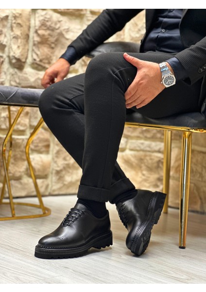 3248 Deri Siyah Mat Erkek Casual Ayakkabı