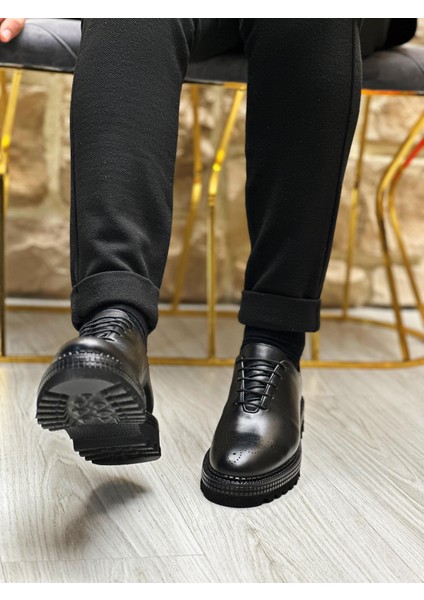 3248 Deri Siyah Mat Erkek Casual Ayakkabı
