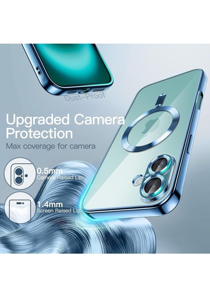 Apple iPhone 16 Kılıf Kamera Lens Korumalı Magsafe Şarj Kilifi Şeffaf Renkli Yumuşak Kapak